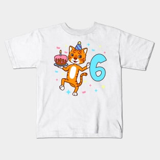 I am 6 with tiger - boy birthday 6 years old Kids T-Shirt